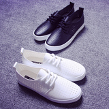 夏季韩版超纤皮面平底鞋 舒适百搭镂空小白鞋 低帮透气休闲女鞋潮