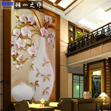 定制壁画3D立体欧式彩绘花瓶玄关过道背景墙壁纸高端宾馆酒店墙纸