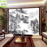中式古典壁画水墨山水电视背景墙纸客厅沙发卧室无缝整张背胶壁纸