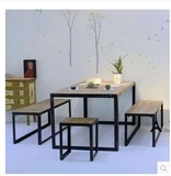 美式乡村铁艺餐桌loft实木复古长桌椅组合套件星巴克咖啡厅餐桌椅