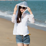 夏季超薄款防晒衣服女装长袖短款外套连帽沙滩防晒衫薄开衫空调衫