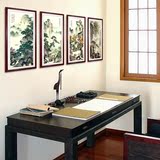 山水画国画现代中式挂画客厅装饰画四联竖版壁画有框画字画书房