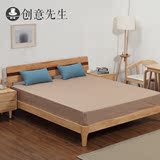 全实木床日式北欧简约家具原木色1.5 1.8米成人双人床 橡木床