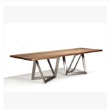 loft美式铁艺实木餐桌椅组合松木书桌会议桌 实木办公桌简易桌子