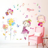 包邮音乐女孩墙贴纸儿童创意音符幼儿园教室钢琴房琴行装饰贴画