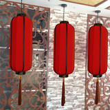 现代新中式布艺长形吊灯红灯笼灯餐厅客栈茶楼会所酒店走廊过道灯