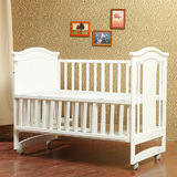 多功能实木婴儿床 环保漆摇篮储物层儿童床 可加长可变书桌游戏床