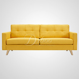 北欧宜家沙发 简约美式黄色麻布沙发 小户型客厅双人三人布艺沙发