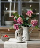 外贸陶瓷欧式英式美式法式浮雕做旧花插花器餐桌花瓶凉水壶奶昔杯