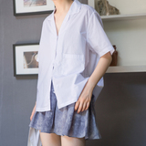 MARANT_日系简约 色彩系列翻领单排扣衬衫女 夏季短袖宽松上衣