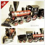 复古铁皮火车摆件手工艺品怀旧火车头模型创意收藏玩具极家居装饰