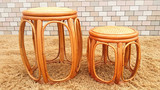 印尼进口天然真藤椅圆凳鼓凳藤编小矮凳纯手工制品
