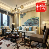 现代新中式客厅沙发组合简约样板房别墅会所家具定制布艺三人位