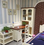100%全实木地中海转角电脑桌儿童书台欧式书桌书柜组合书房家具