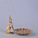 高档奢华纯铜可爱兔子肥皂盒摆件 欧式美式创意个性卫浴皂盒摆设