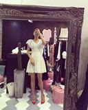 茉茉家 2016新品韩国女装批发DAVIDA甜美风收腰连衣裙