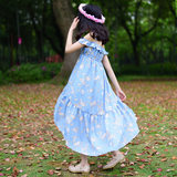 2016夏季新款韩国童装女童前短后长连衣裙沙滩度假吊带雪纺长裙