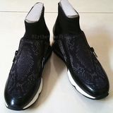[现货]美国代购新款ASH Liu蛇纹拼拉链厚底气垫内增高运动休闲鞋