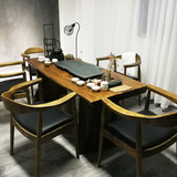 大板实木办公仿古茶桌椅组合长方形简约客厅功夫茶桌原木中式茶几