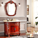 浴室柜组合欧式落地仿古卫浴柜橡木实木大理石美式现代洗手盆现货