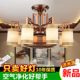 新中式客厅隐形吊扇复古负离子风扇灯吊扇灯LED餐厅带电风扇吊灯
