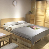 emvo北欧日式原木纯实木白橡木家具双人床1米5米1米8床架定制床箱