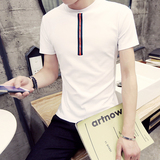 青少年简约百搭夏季短袖t恤男装韩版学生上衣潮流个性纯色打底衫