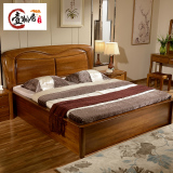 实木床1.8米双人床金丝檀木现代中式卧室家具高箱储物床PK胡桃木
