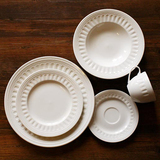 瓷爱一生[浮雕]出口陶瓷西餐餐具下午茶双层盘咖啡杯美式礼品套装