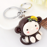 韩国创意礼品可爱树脂闪灯小猴子汽车钥匙扣女包包挂件钥匙链饰品