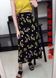 高腰花色包臀裙2016夏季韩版修身显瘦雪纺印花a型中长款半身裙子