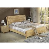 现代中式全实木床1.5米 1.8米双人床 高箱储物白色婚床 橡木家具