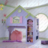 乐居精灵美式新品创意定制实木 儿童床 上下床 子母床 双层房子床