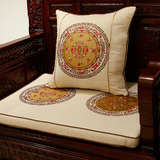 中式古典红木沙发坐垫棉麻刺绣罗汉床实木家具圈椅垫加厚海绵定做