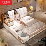 榻榻米皮床 双人真皮储物软床大小户型多功能1.8 2.0米婚床大床