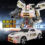 警车变形玩具变身金刚4大黄蜂声光汽车机器人正版大号模型