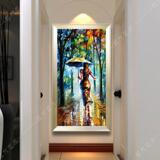 玄关装饰画竖版走廊过道壁画手绘抽象油画现代创意挂画欧式单幅