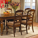 美式实木餐椅田园橡木餐椅 欧式复古高档木质简约餐厅椅子靠背椅