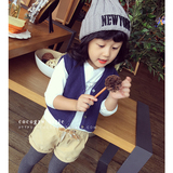 2016秋季新款儿童韩版宽松短款单排扣无袖男女童马甲开衫 针织衫