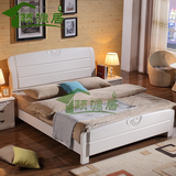 现代简约白色实木床 1.8米中式橡木储物高箱床 1.5m 卧室双人婚床