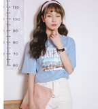 夏季新款韩版chic好质量时尚英文字母个性雪山学生百搭短袖T恤女
