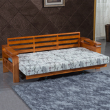 全实木多功能沙发床两用组合木架三人小户型橡木沙发客厅推拉折叠