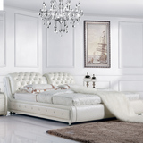 高档皮床欧式双人床 1.8米公主床 1.5米白色软体双人床铺镶钻软床