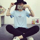 2016学生卡通刺绣宽松闺蜜姐妹装夏季新款韩版短袖t恤女打底衫潮