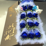 包邮蓝色妖姬礼盒玫瑰鲜花束生日纪念日祝福表白杭州同城速递全国