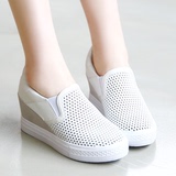 7cm韩国内增高女鞋夏季低帮鞋镂空网眼夏季女鞋坡跟舒服休闲鞋