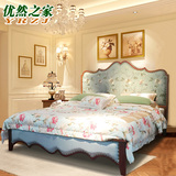 美式床实木双人床简约欧式古典床成人1.8米布艺软靠床1.5m高箱床