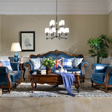 欧式真皮沙 美式客厅实木沙发简约小户型123组合简美客厅沙发正品