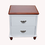 实木床头柜 现代简约地中海风格纯实木白色原木床头柜边柜储物柜