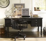 美式办公室书桌写字台电脑桌全实木环保家具田园地中海仿古做旧